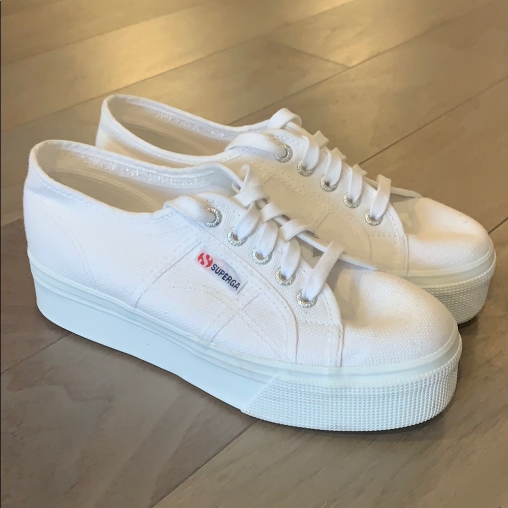 Superga White Platform 2790 Canvas Sneakers